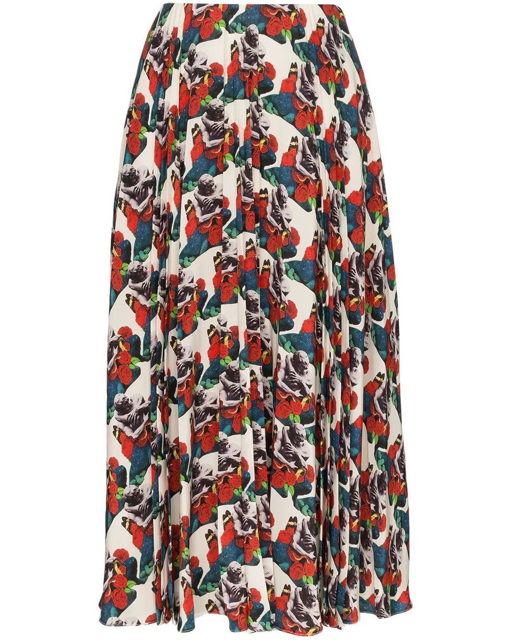Valentino White X Undercover Lovers Print Pleated Skirt