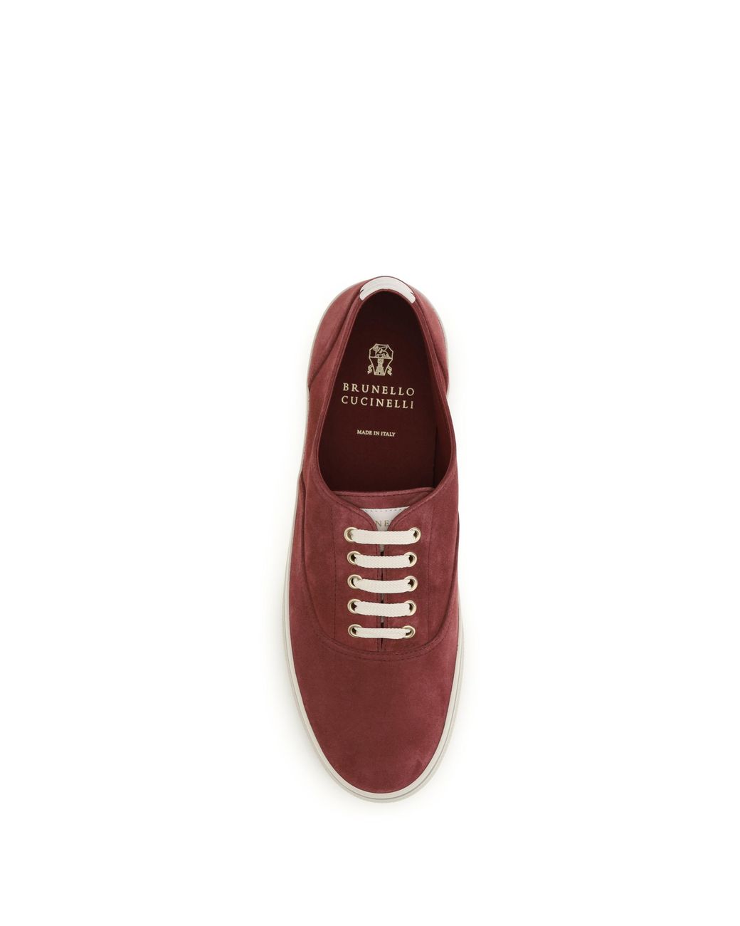 Brunello Cucinelli Red Sneakers Reversed Calfskin Burgundy-Panama Trainers for men