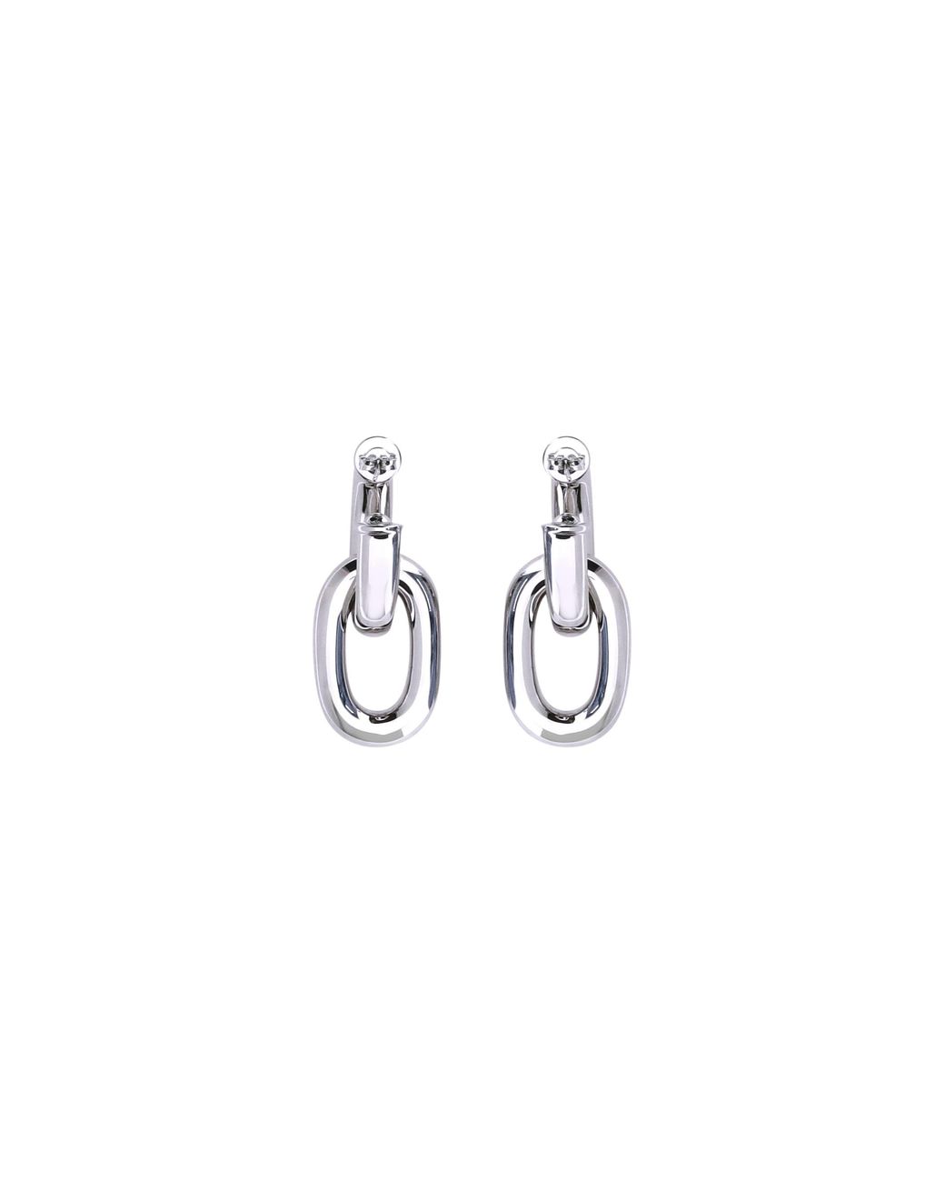 Rabanne White Double Xl Link Earrings Resin; Alluminio