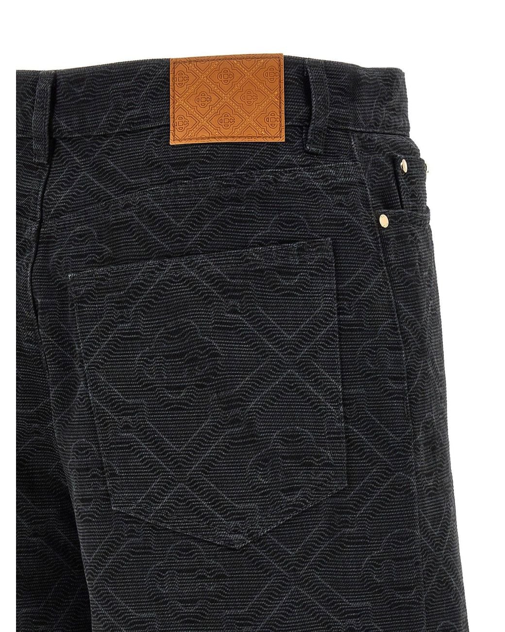 Casablanca Black Laser Monogram Denim Bermuda Shorts for men