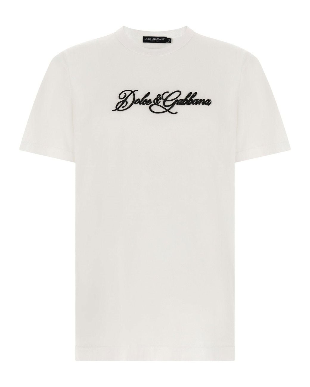 Dolce & Gabbana White Dolce & Gabbana Logo-Embroidered T-Shirt for men