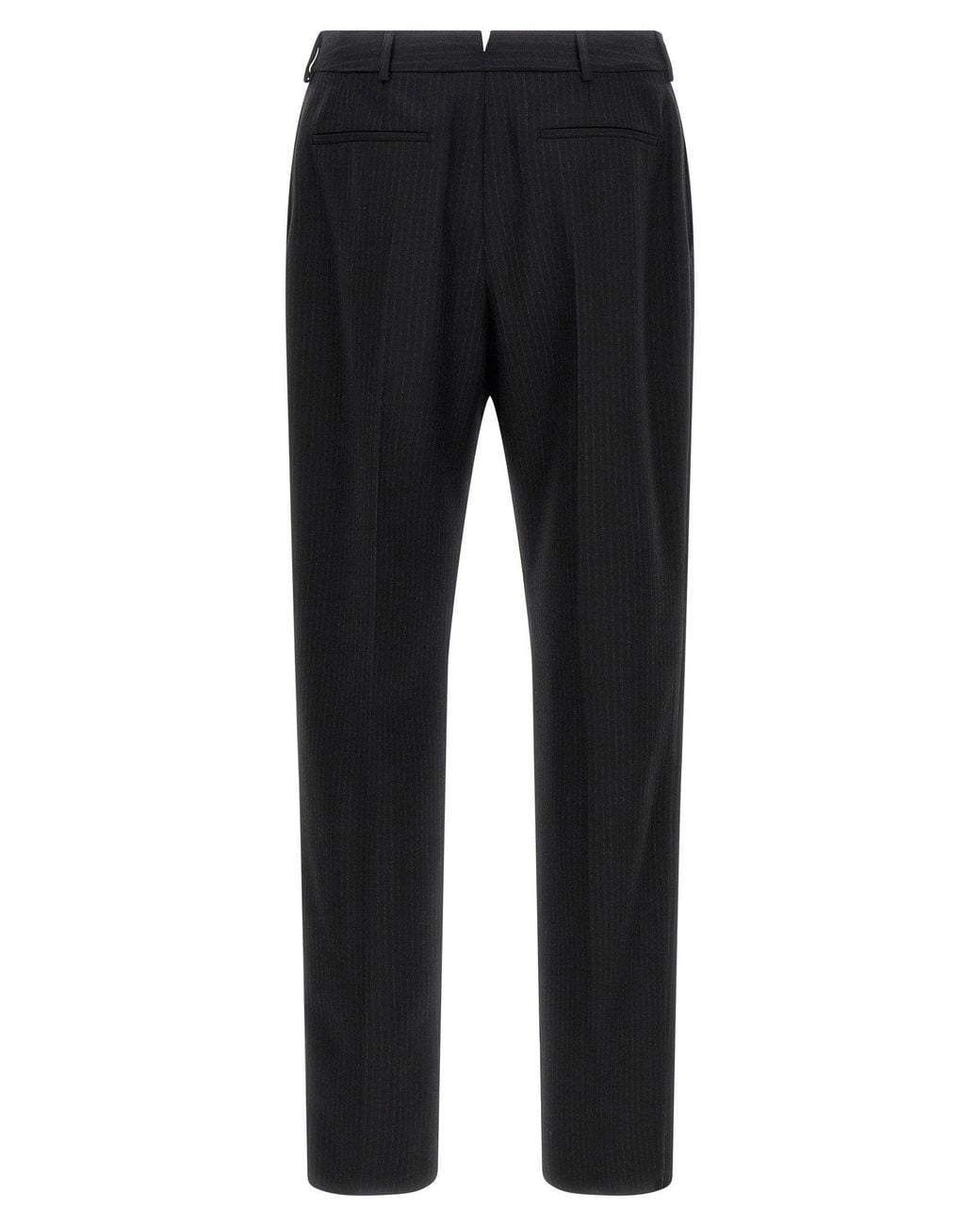 Saint Laurent Black Pinstriped Wool Trousers for men