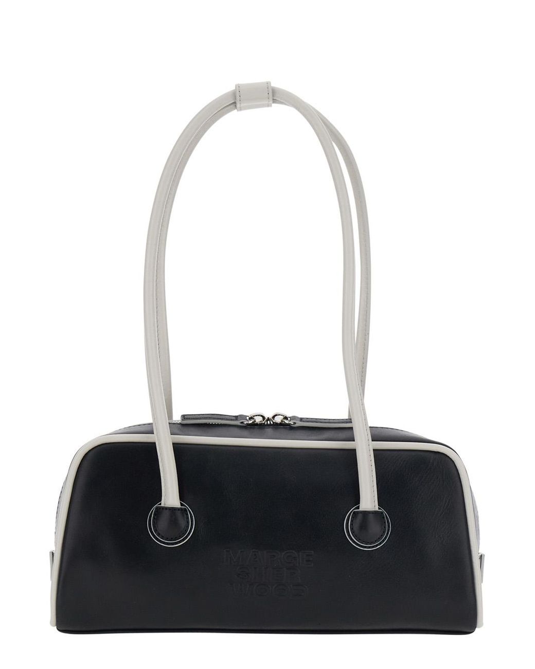 MARGE SHERWOOD White Soft Baguette (Piping) Cow Leather Shoulder Bags