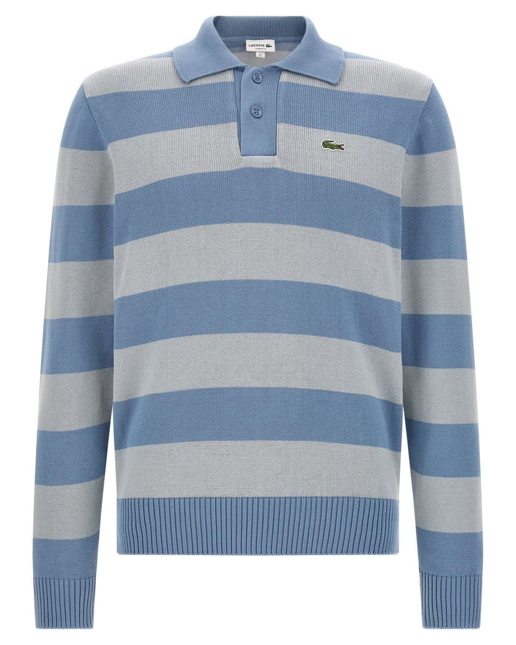 Lacoste Blue Striped Cotton Polo for men