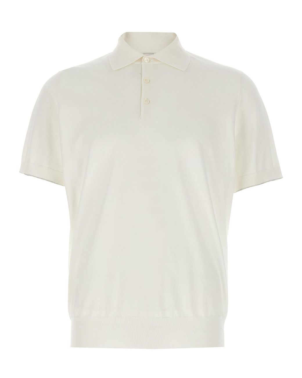 Brunello Cucinelli White Cotton Polo Shirt for men