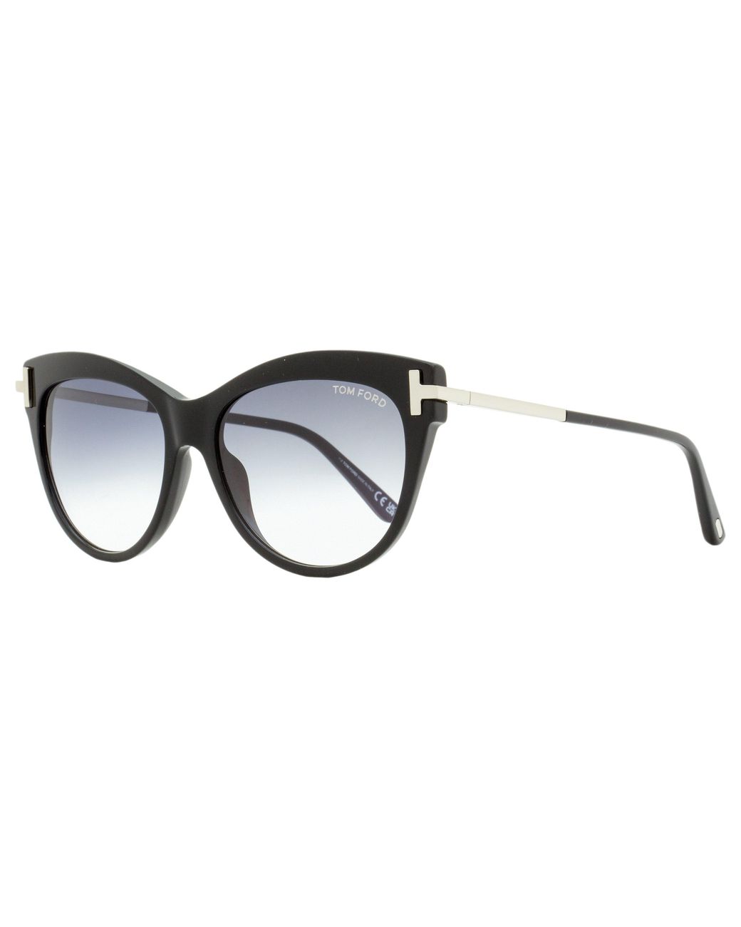 Tom Ford Black Cat Eye Sunglasses Tf821 Kira 01B-Palladium 56Mm Ft0821 Plastic (Acetate)/Metal