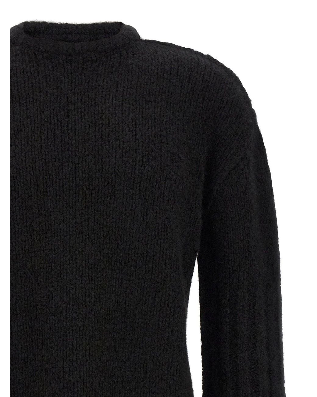 Rick Owens Black Cashmere-Silk Blend With Megarib Sleeves Sweater