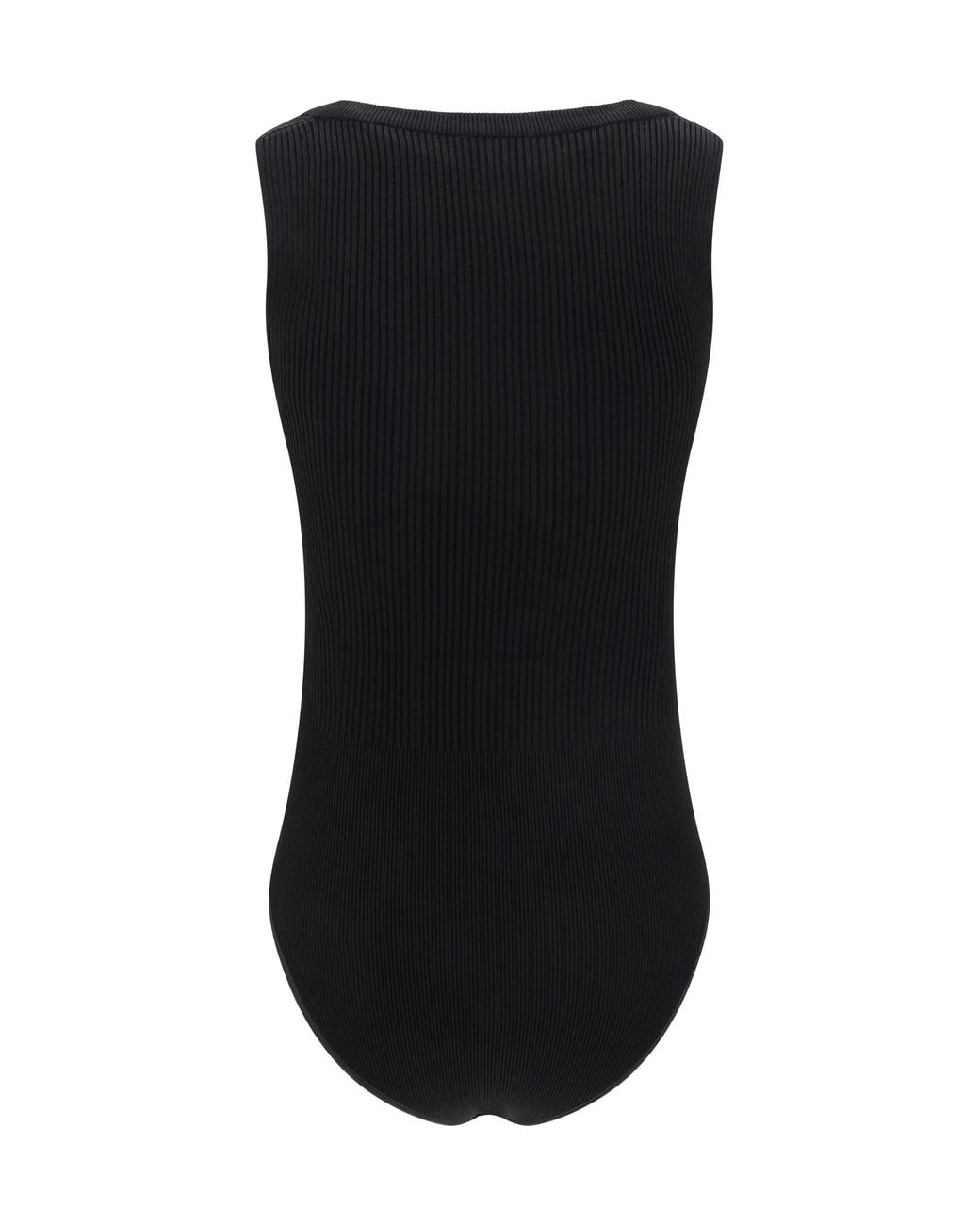 Alaïa Black Bodysuit Ribbed Viscose Tops