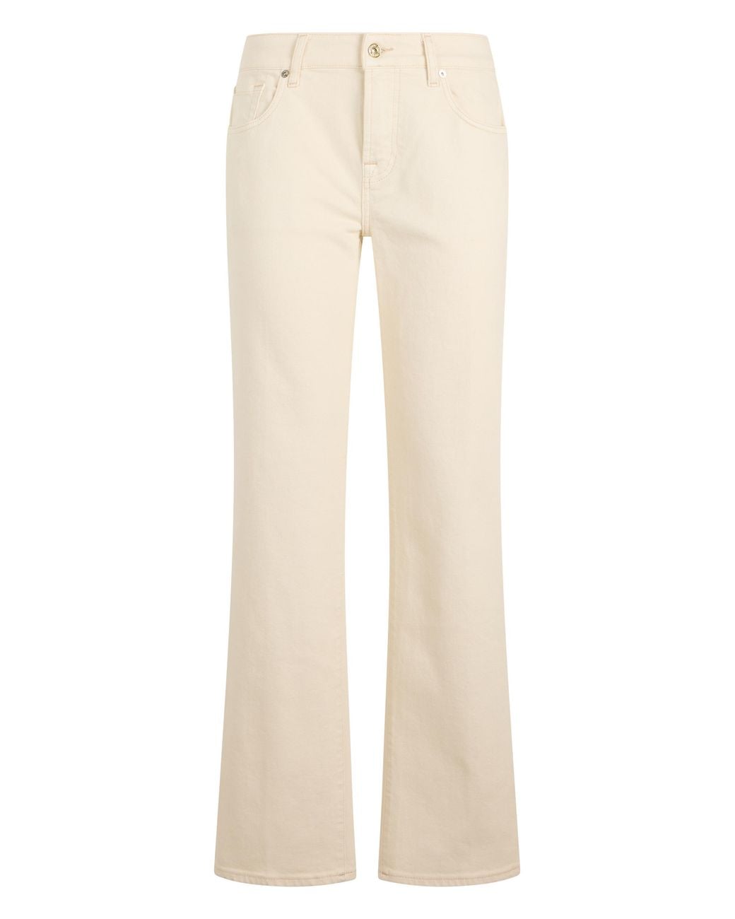 7 For All Mankind Natural Jeans High-Waisted Straight Cotton Trousers