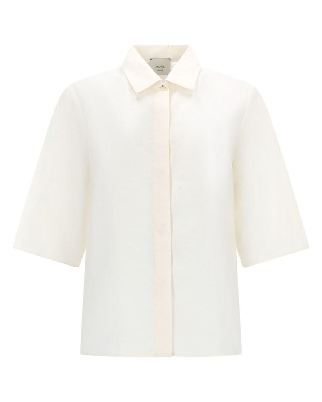 Alysi White Alysi Cropped Silk Shirt