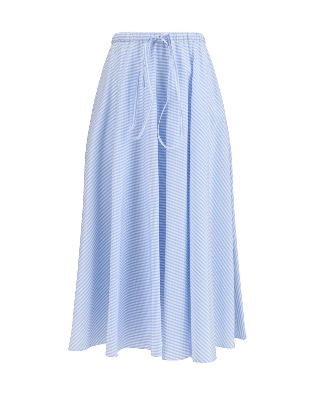 Crida Milano Blue Striped Long Skirt Locorotondo Cotton
