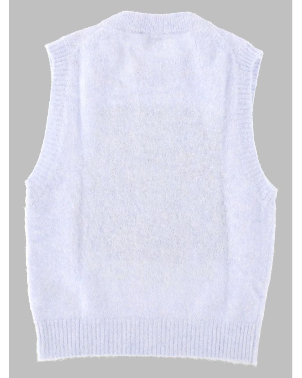 Ganni White Alpaca Teddy Forest Gilet Polyamide Wool Waistcoats & Gilets