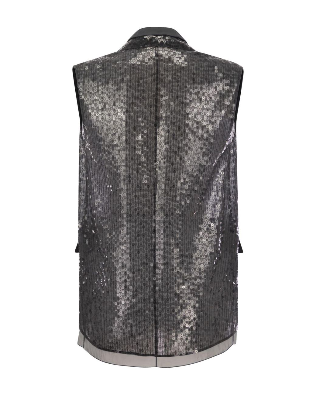Brunello Cucinelli Gray Silk Sequined Jacket