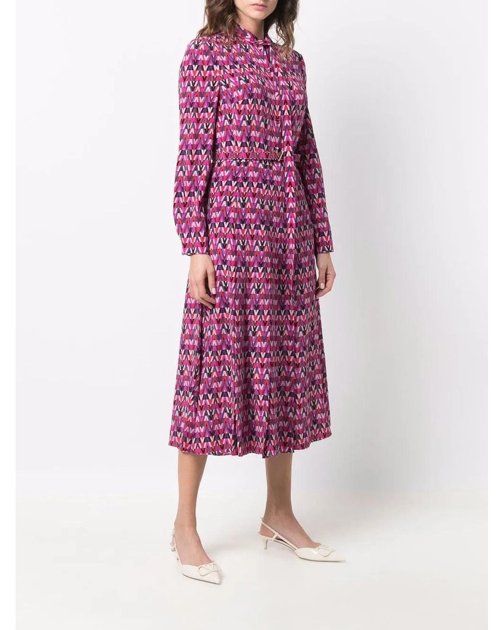 Valentino Purple Optical Print Shirtdress Clothing