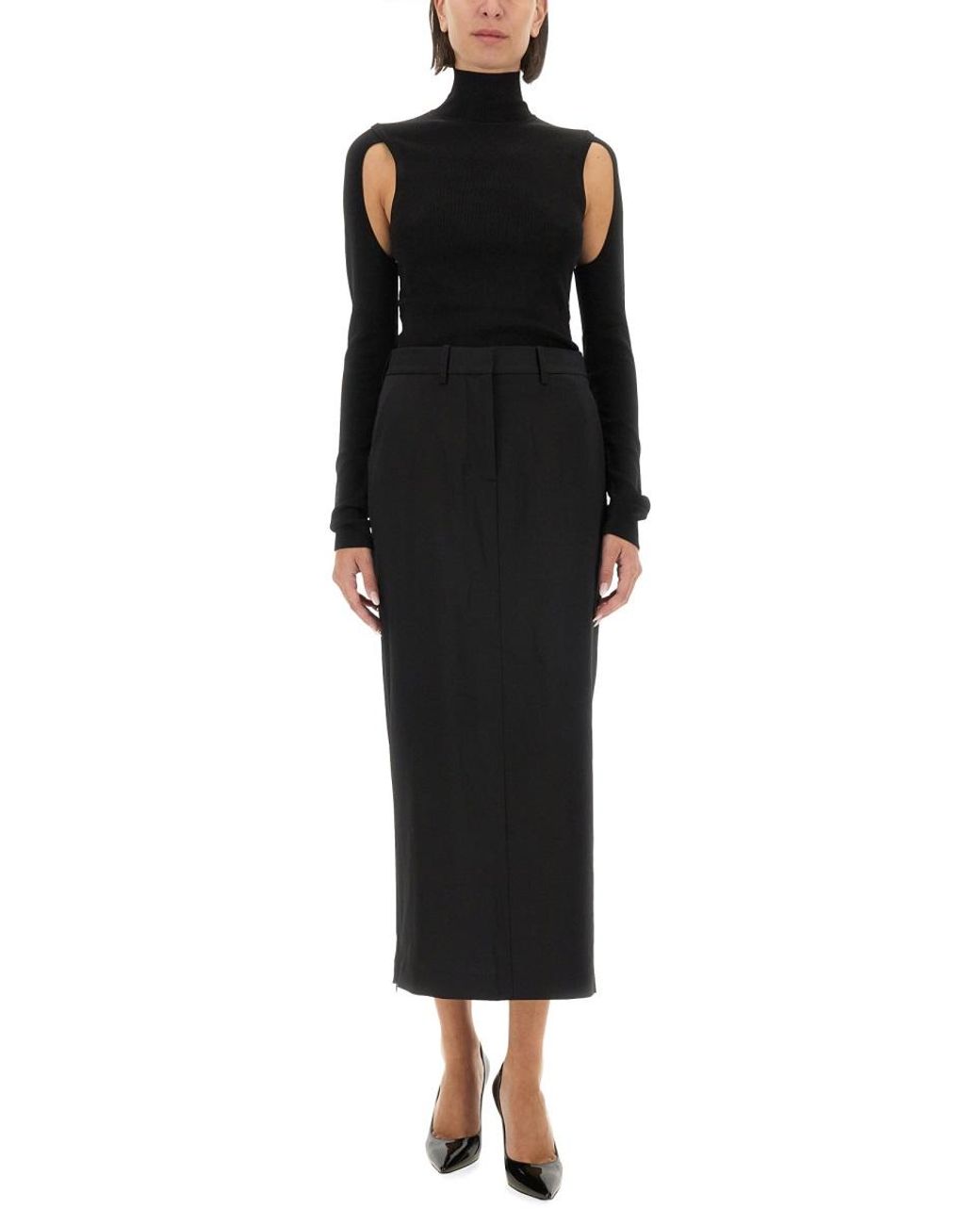 Helmut Lang Black Helmut Lang Viscose Slim Fit Blouse