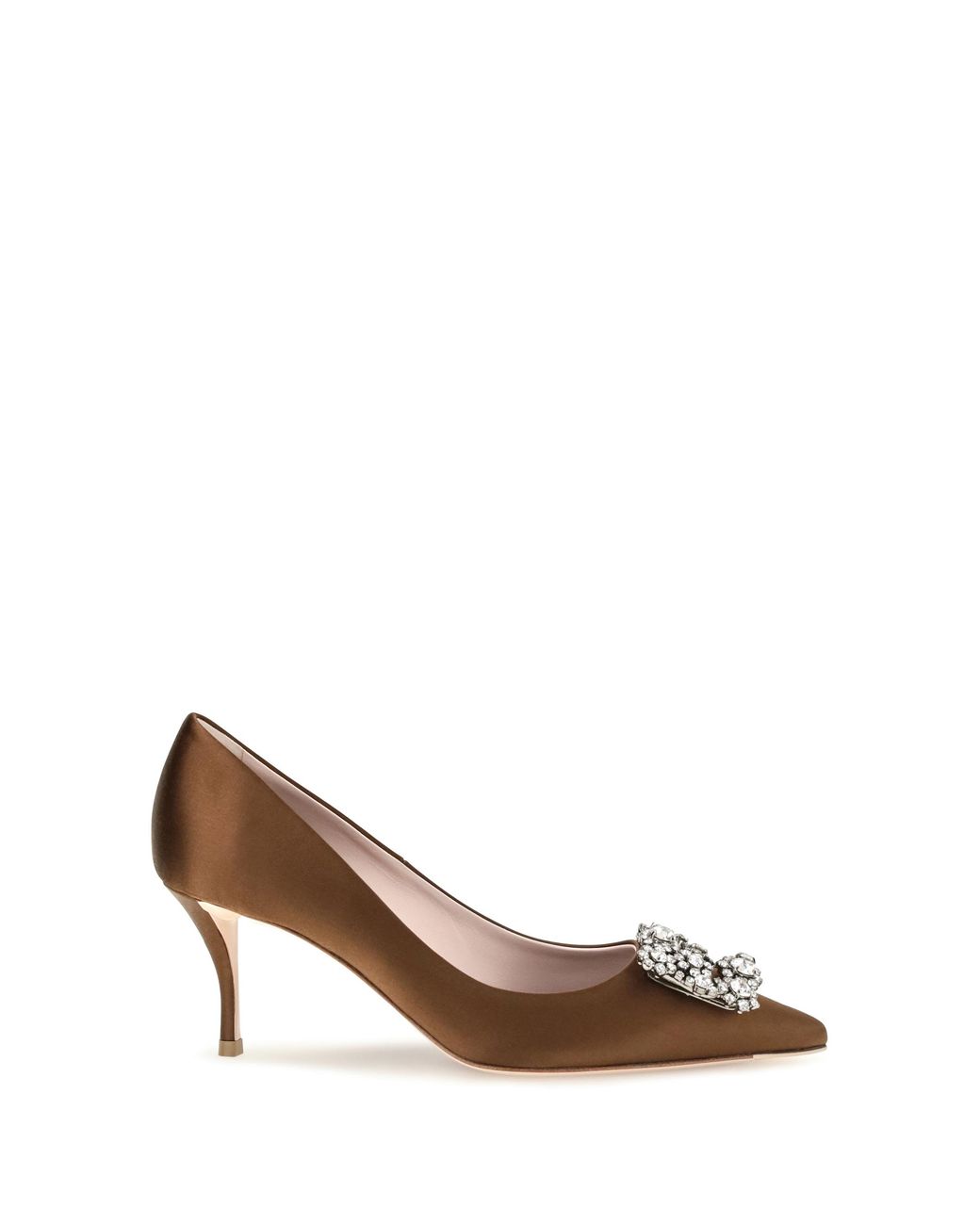 Roger Vivier Brown Satin Pumps Efflorescence Silk