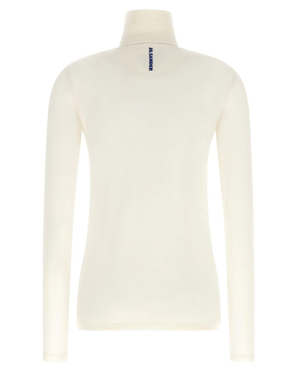 Jil Sander White Virgin Wool Half-Zip Turtleneck Sweater