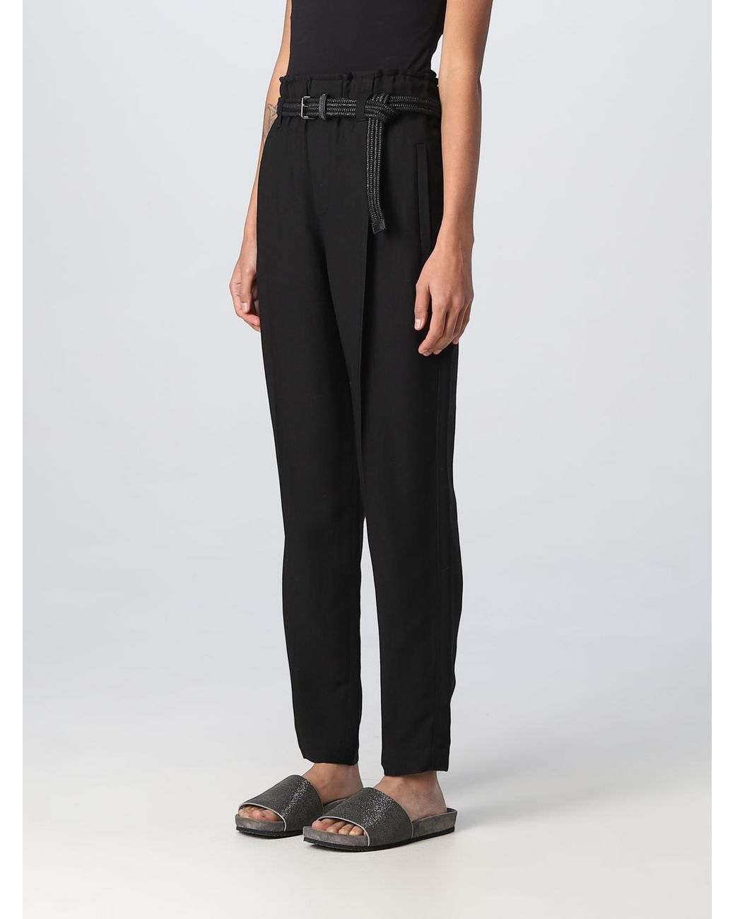 Brunello Cucinelli Black Relaxed Linen Trousers