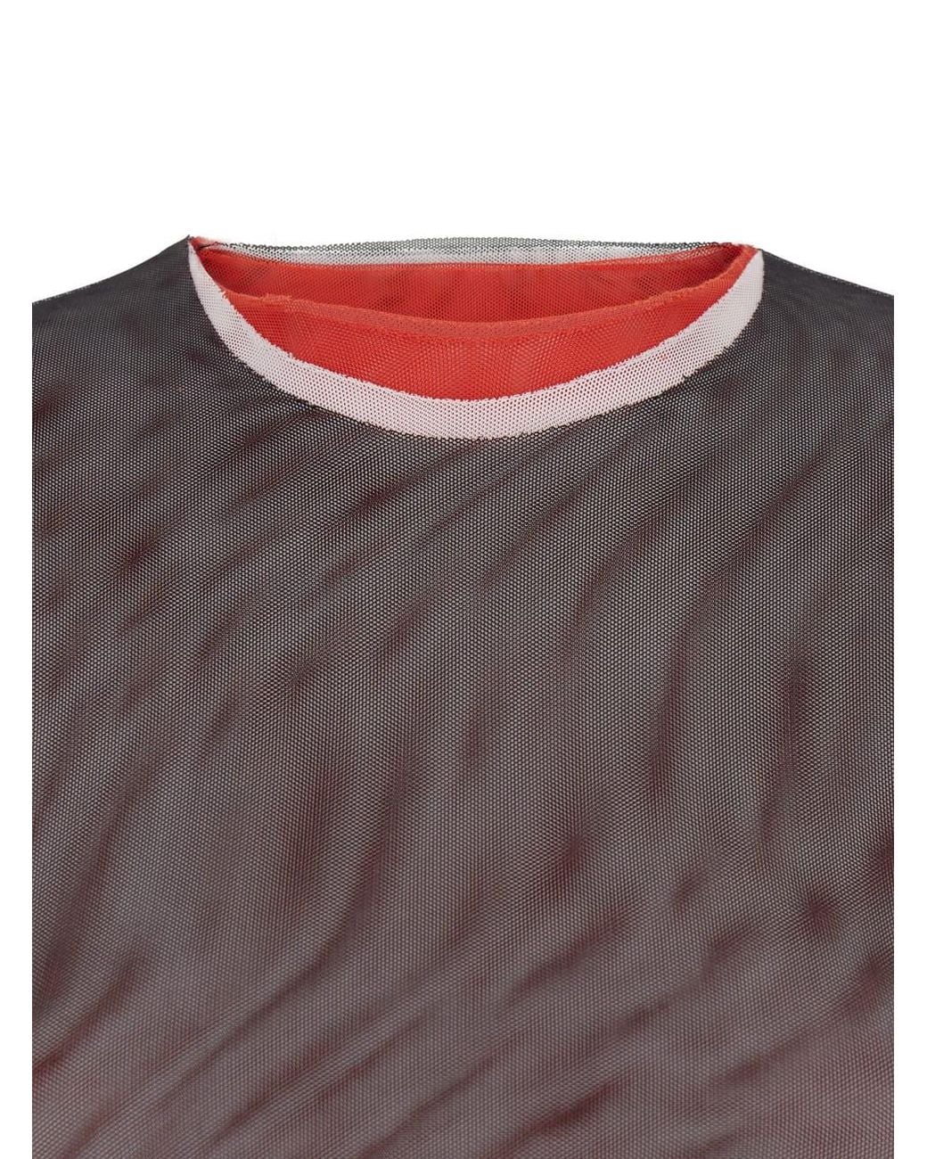 MSGM Gray Crew Neck Blouse With Side Slit