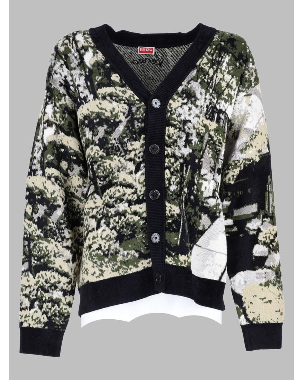 KENZO Multicolor Cardigan Japanese Garden Wool Sweater for men