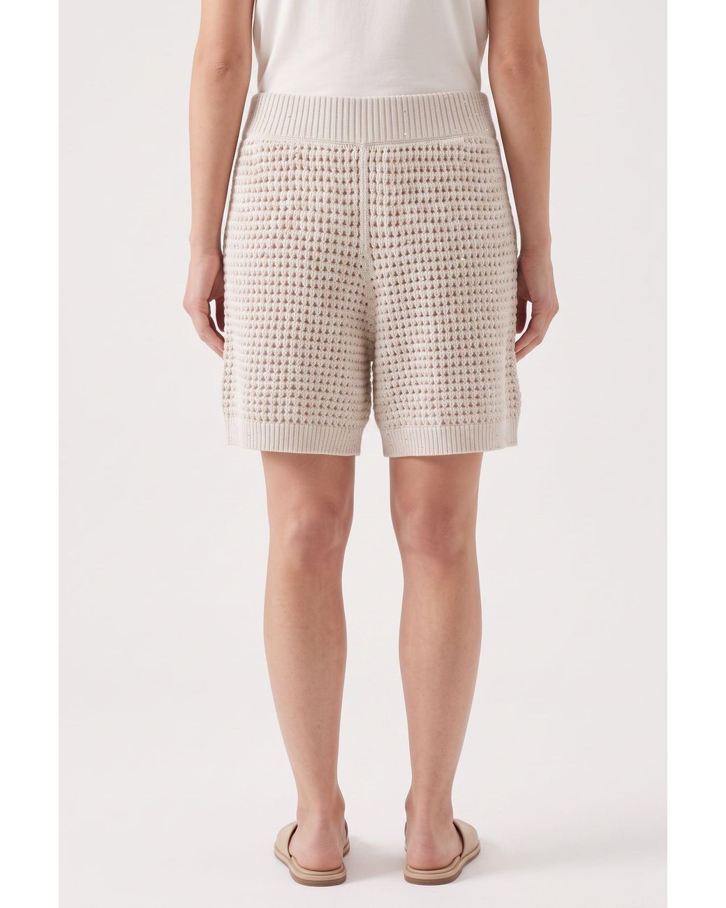 Brunello Cucinelli Natural Off Knit Shorts