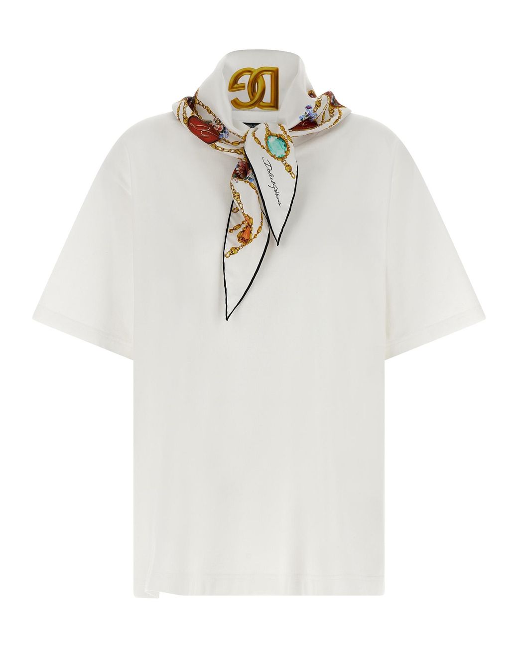 Dolce & Gabbana White Dolce & Gabbana T-Shirt With Scarf