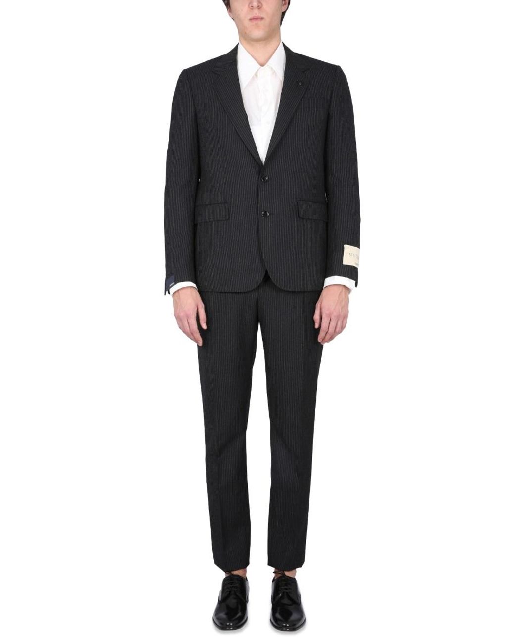Lardini Black Lardini Wool Peaked Lapel Pant Suit for men