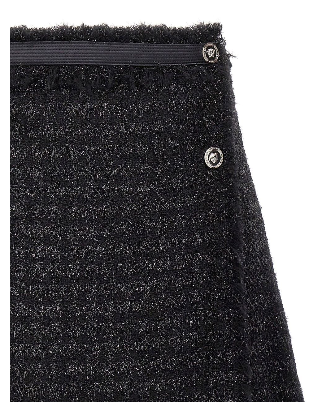 Versace Black Lurex Wool Blend Skirt