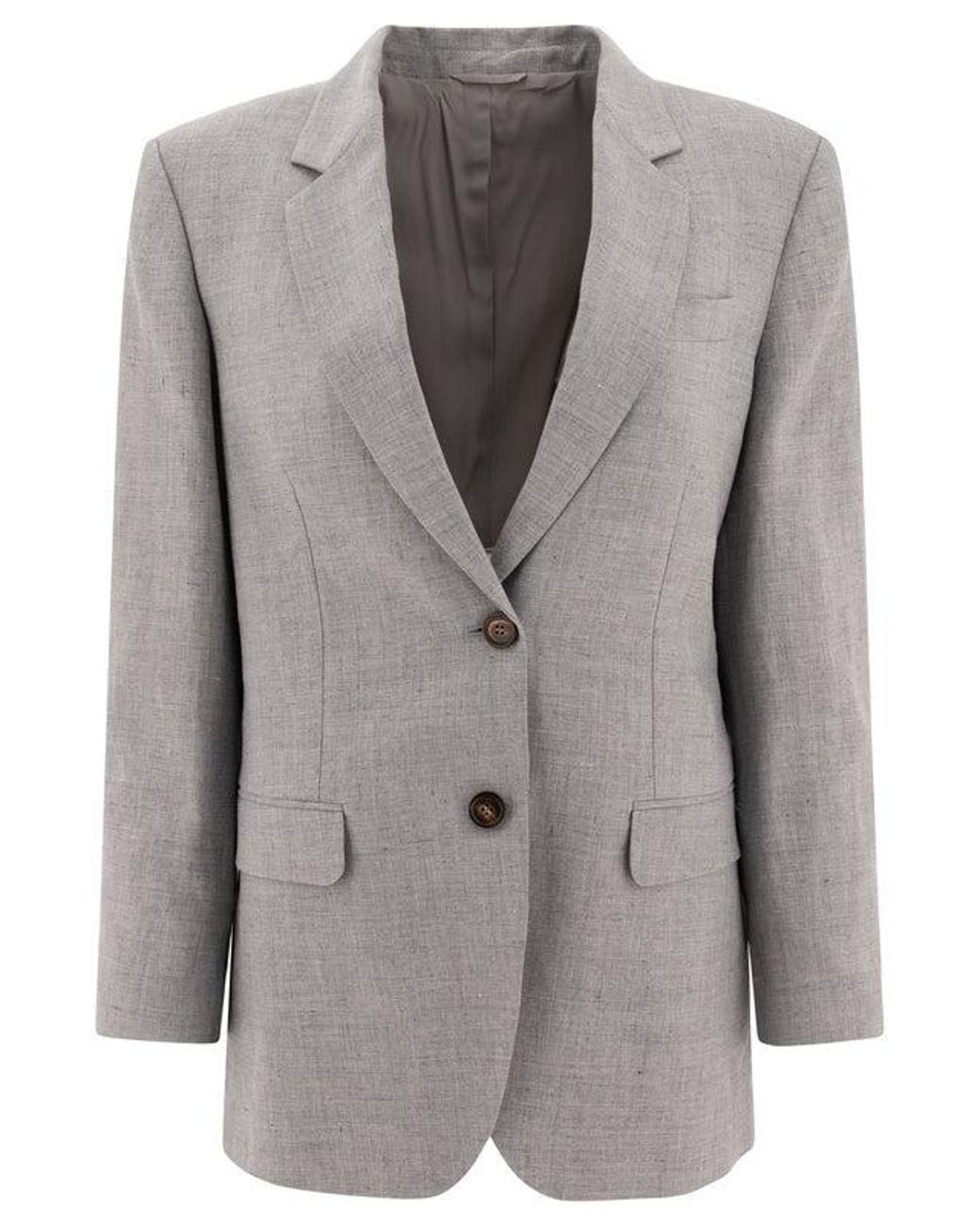 Brunello Cucinelli Gray Light Linen Wool Blazer