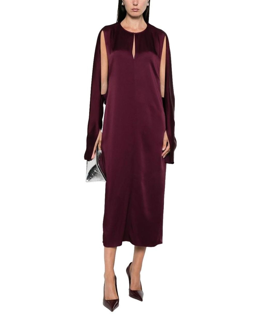 Stella McCartney Purple Stella Mccartney Cut-Out Detail Midi Dress