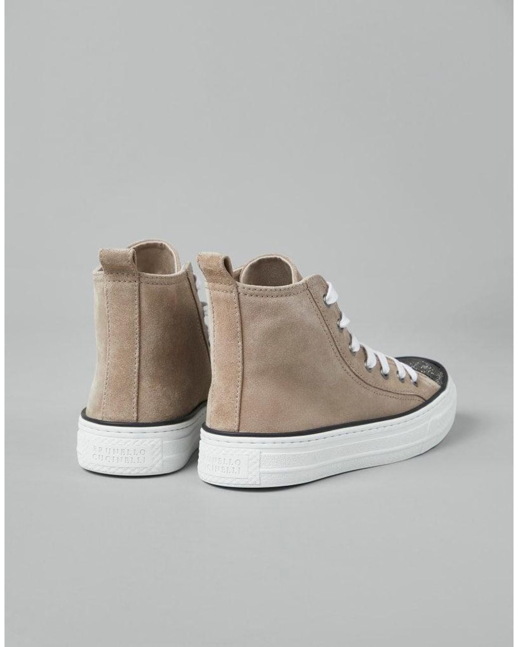 Brunello Cucinelli Gray Leather High Top Shoes