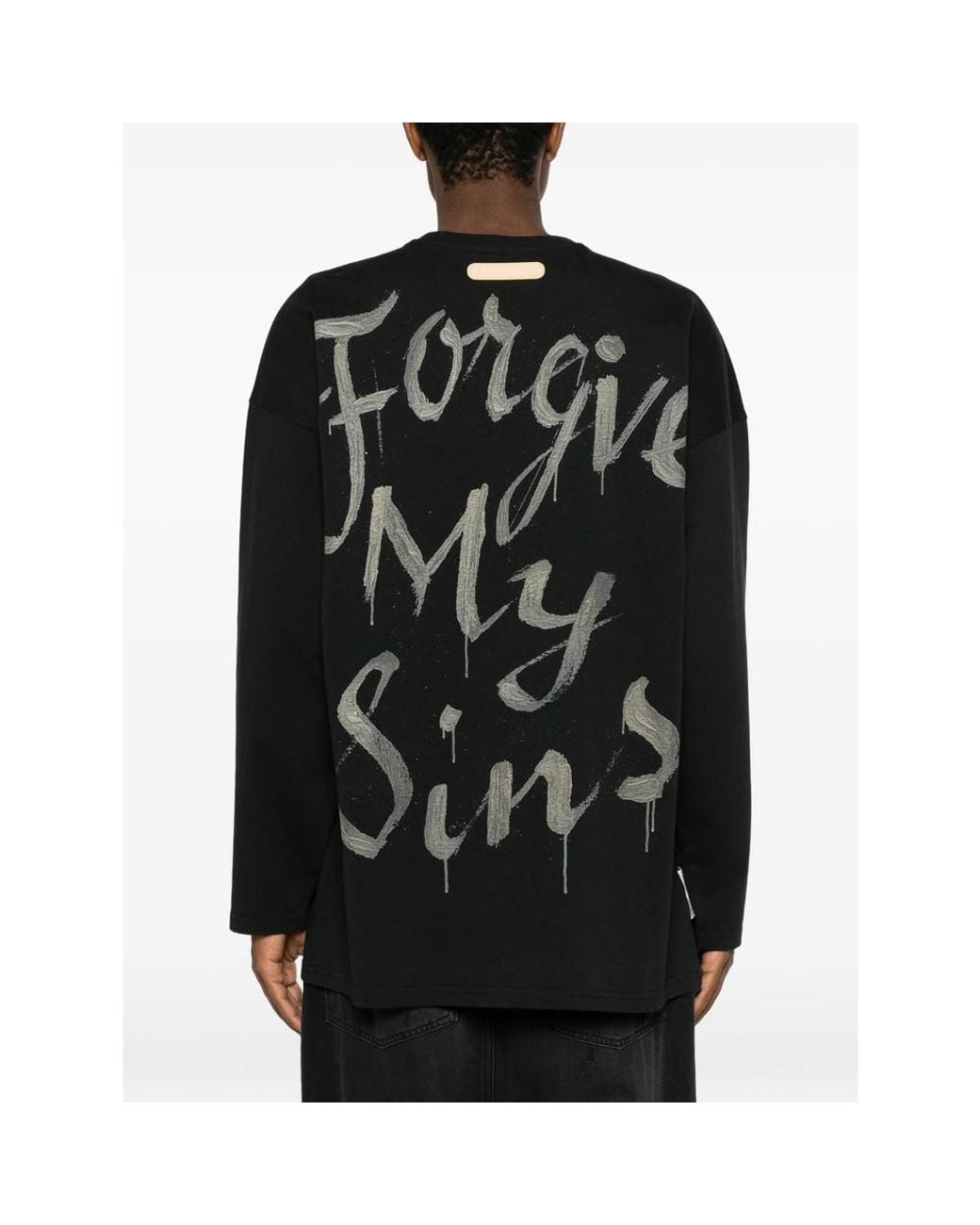 PDF Black Long-Sleeve Graphic Print T-Shirt Cotton Sweatshirts for men