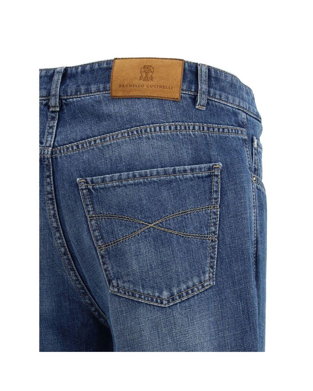 Brunello Cucinelli Blue Cuffed Jeans for men