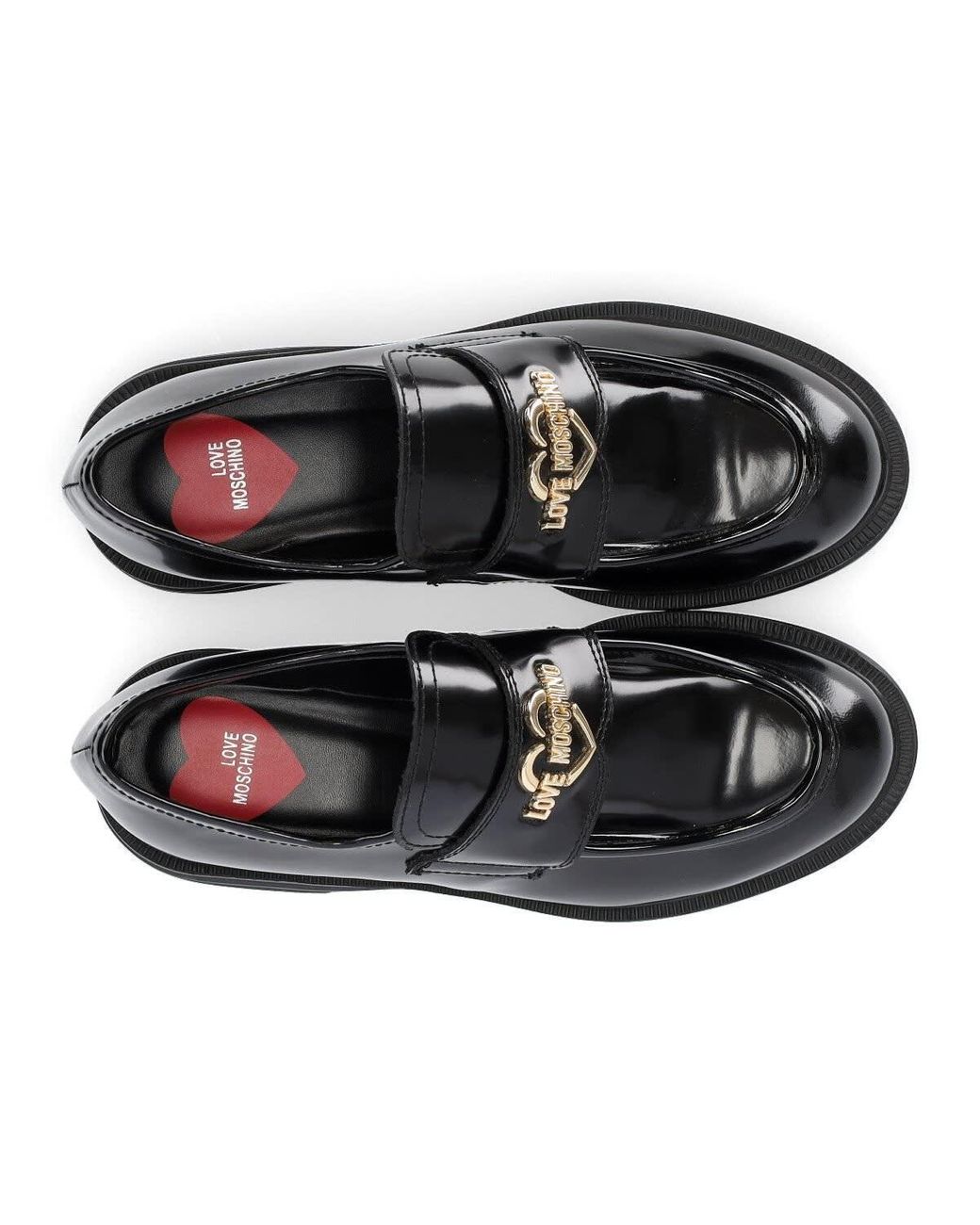 Love Moschino Black Platform Loafer With Logo | Lyst