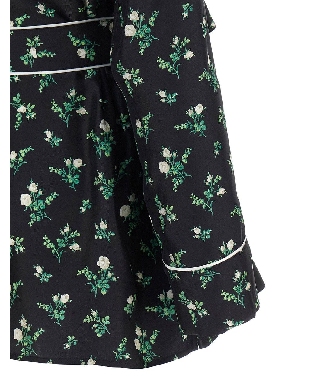 Dolce & Gabbana Black Dolce & Gabbana Floral Silk-Twill Pajama Shirt