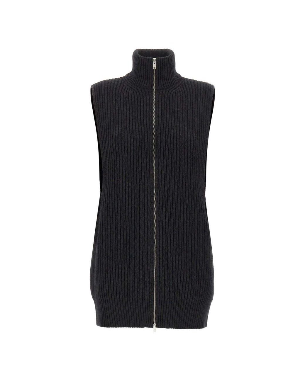 MM6 by Maison Margiela Black Ribbed Wool Vest