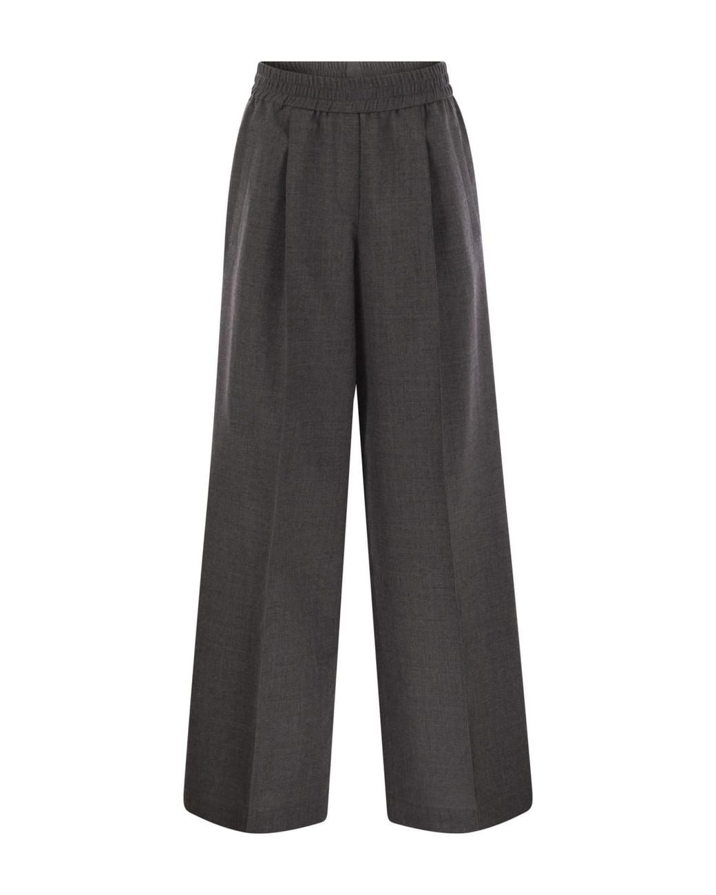 Brunello Cucinelli Gray Dark Wool Relaxed Trousers