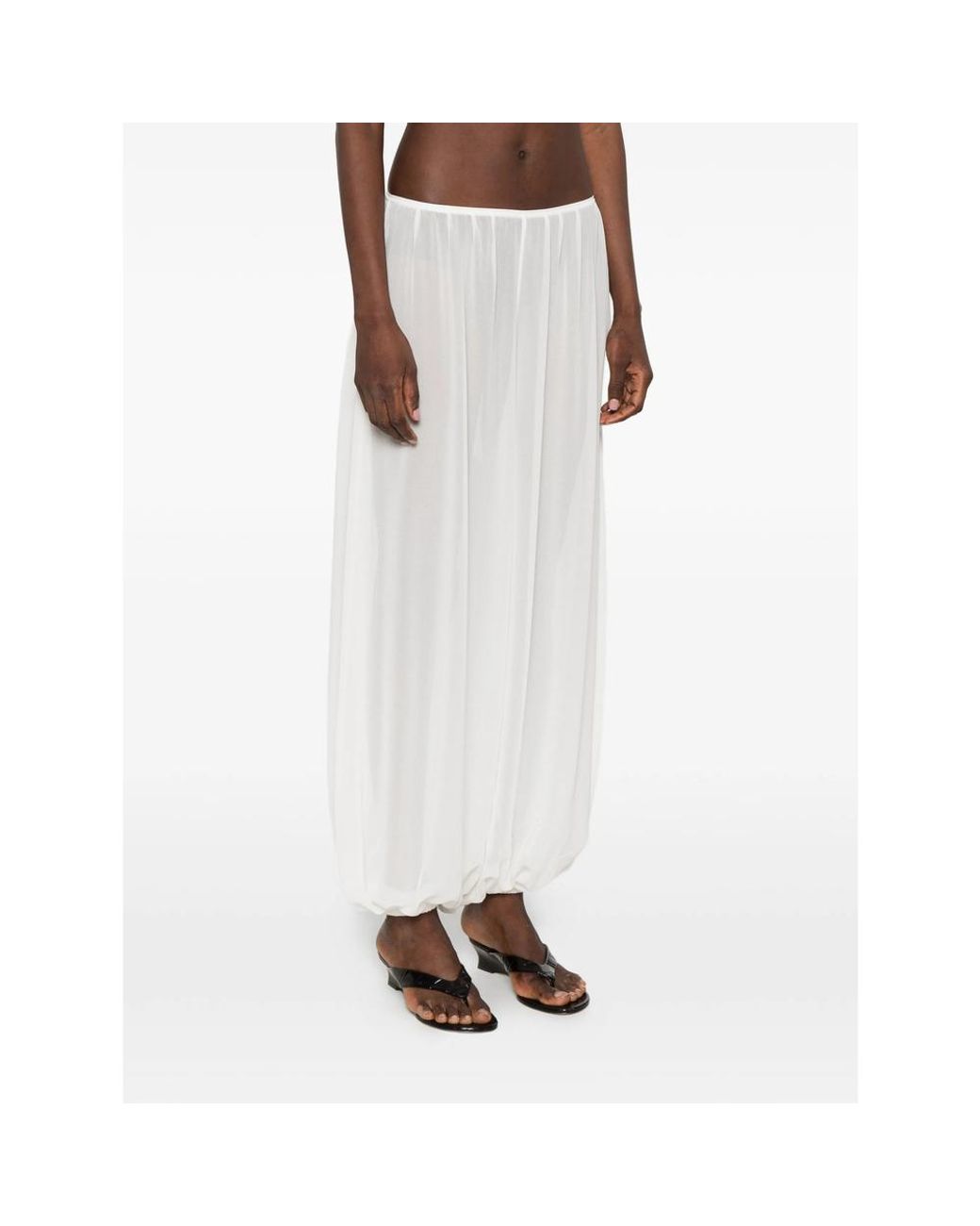 Frankie Shop White Mio Sheer Wide-Leg Trousers Polyester Straight