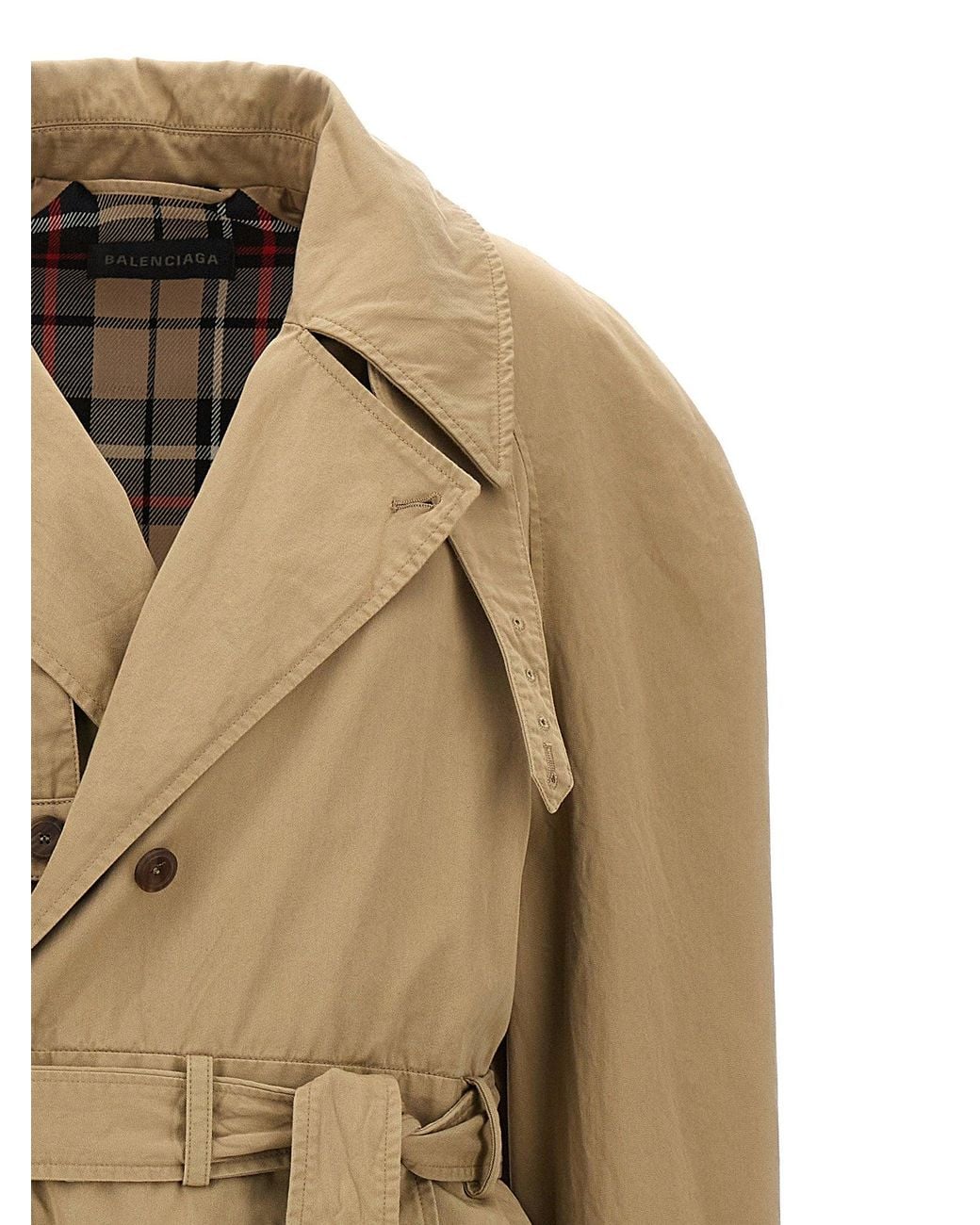 Balenciaga Natural Deconstructed Cotton Twill Trench Coat