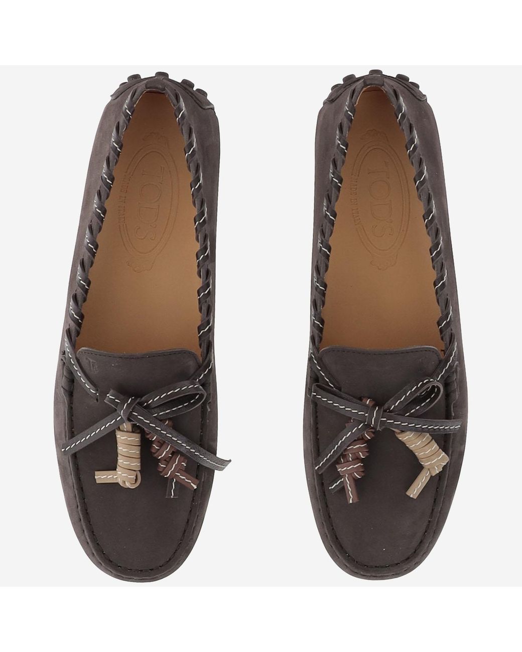 Tod's Brown Loafers Suede Leather Calfskin