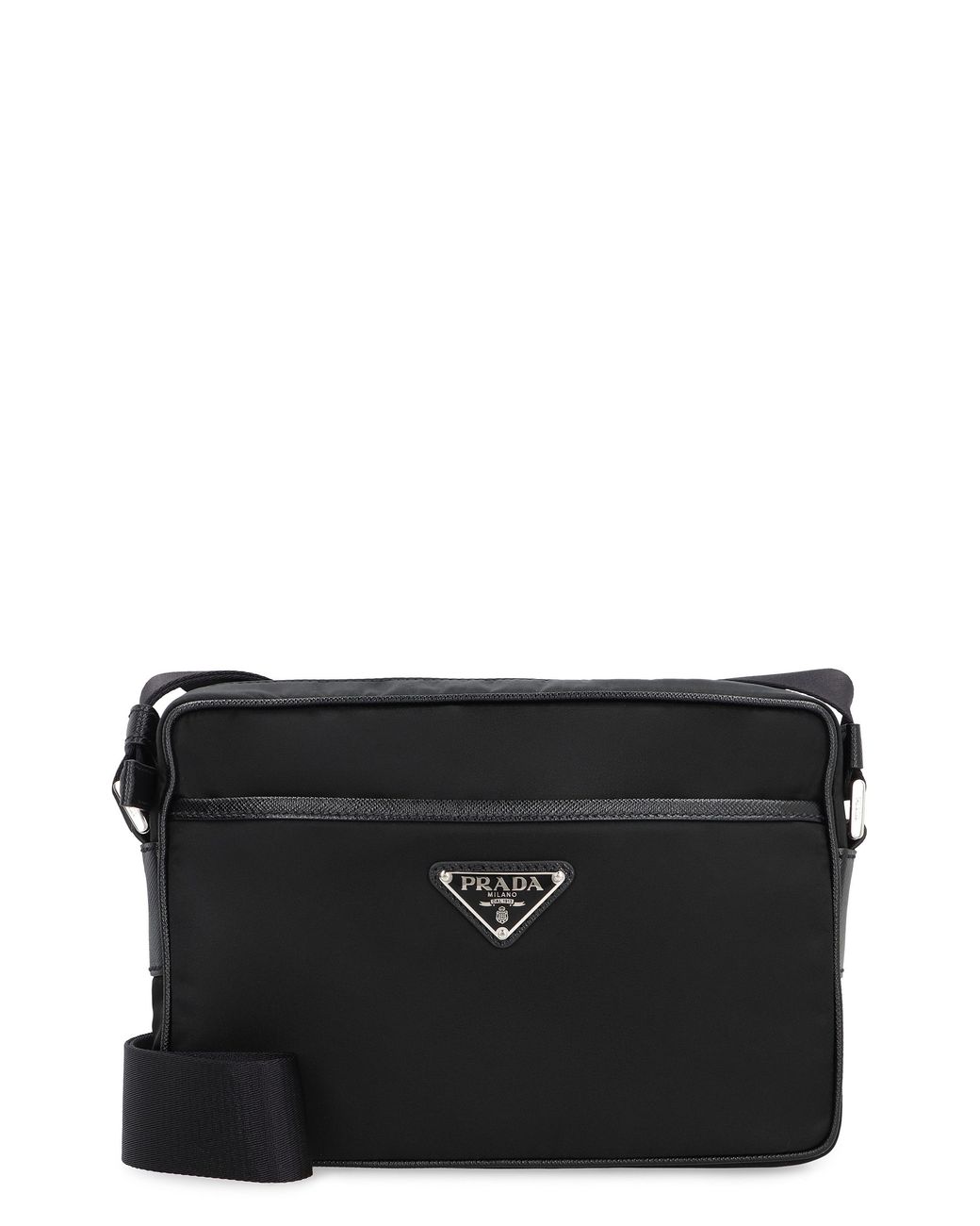 Prada Black Messenger Bag Re-Nylon Calf Leather for men