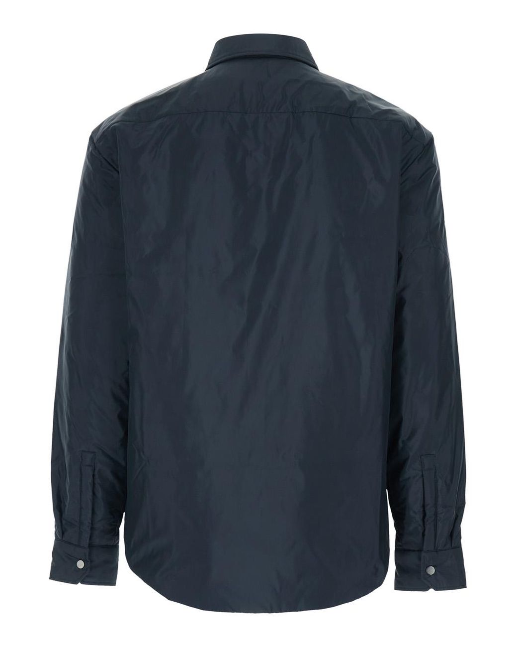 Boss Blue Jacket With Classic Collar And Button Closure On The Front for men