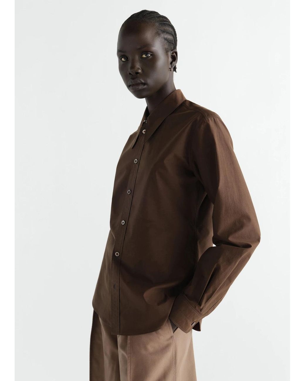 Lemaire Brown Chemise À Col Pointu Shirt