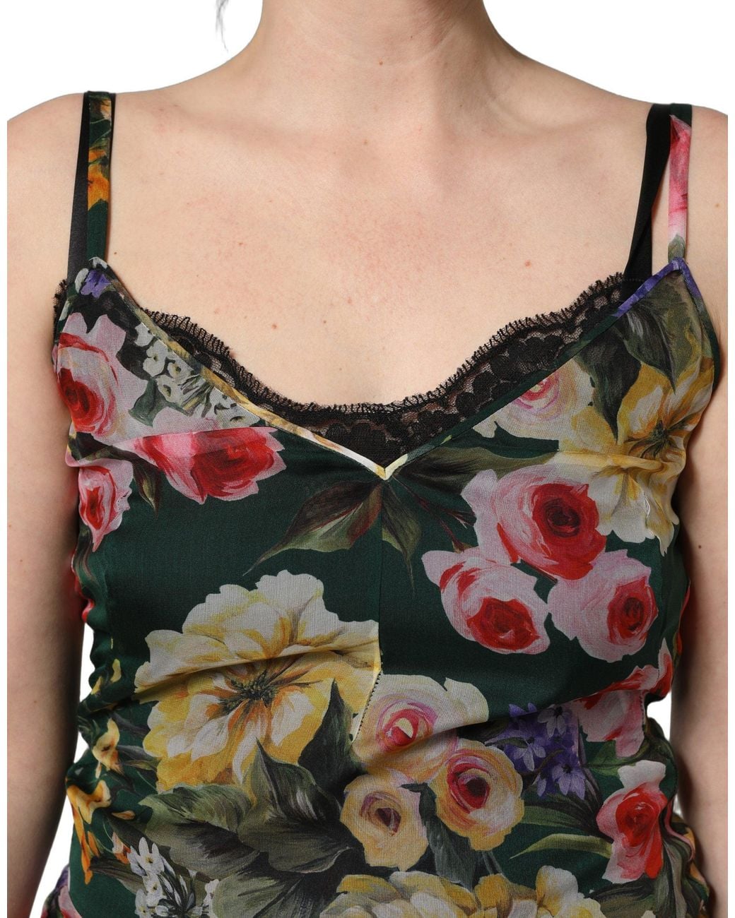 Dolce & Gabbana Black Dolce & Gabbana Floral Print Silk Dress