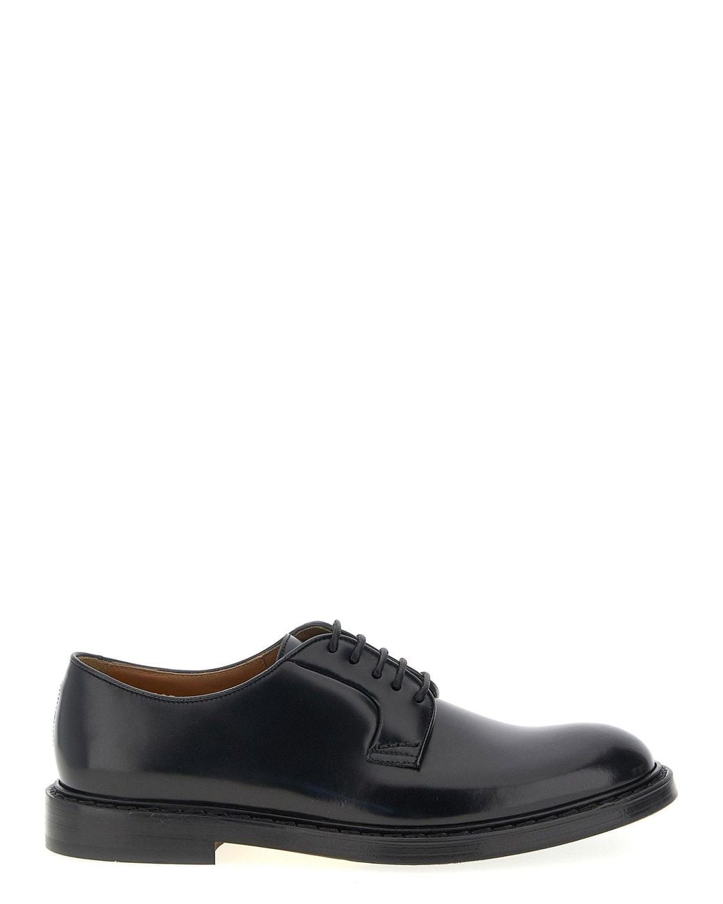 Doucal's Black Brushed Calf Leather Derby Oxford for men