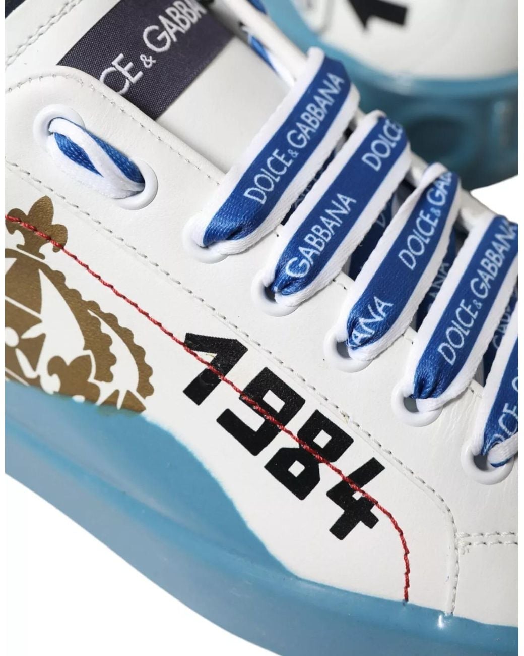 Dolce & Gabbana Blue White Printed Portofino Melt Sneakers Shoes for men