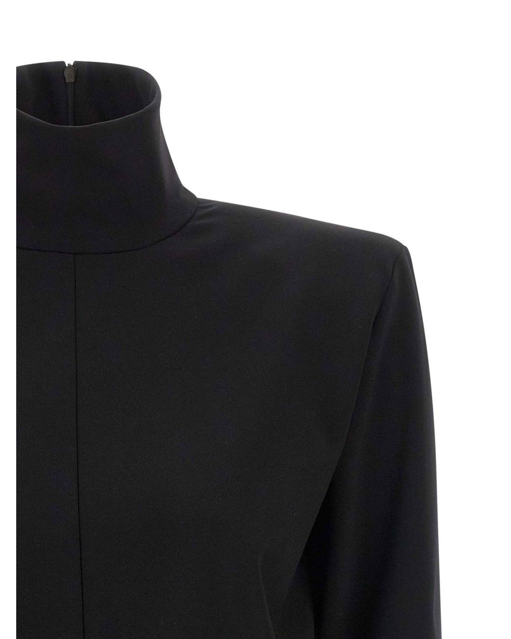 The Attico Black Structured-Shoulder Mini Dress