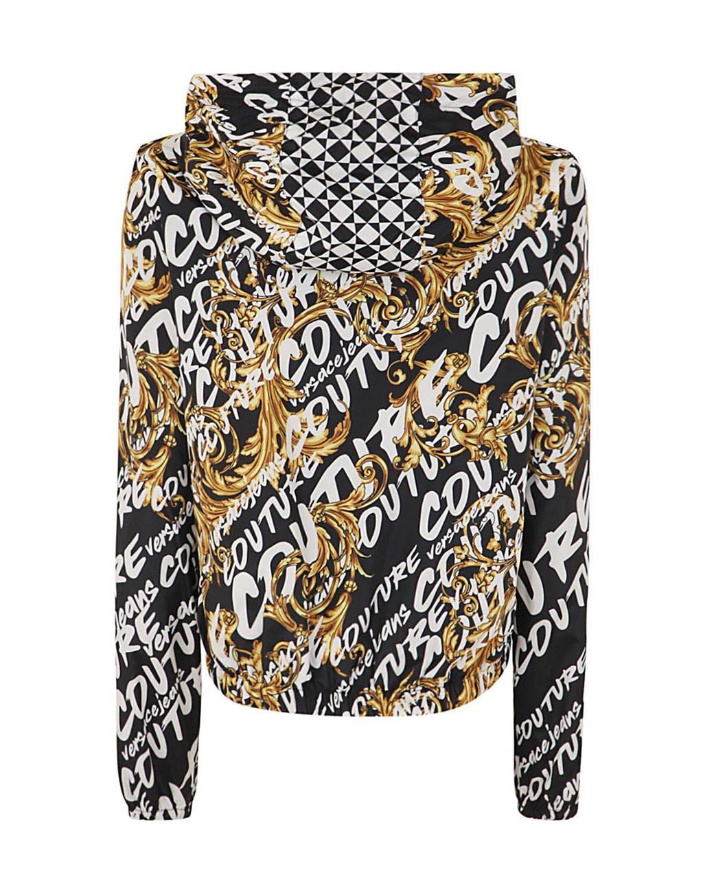 Versace Jeans Couture Baroque Printed Zip-up Jacket in Black | Lyst