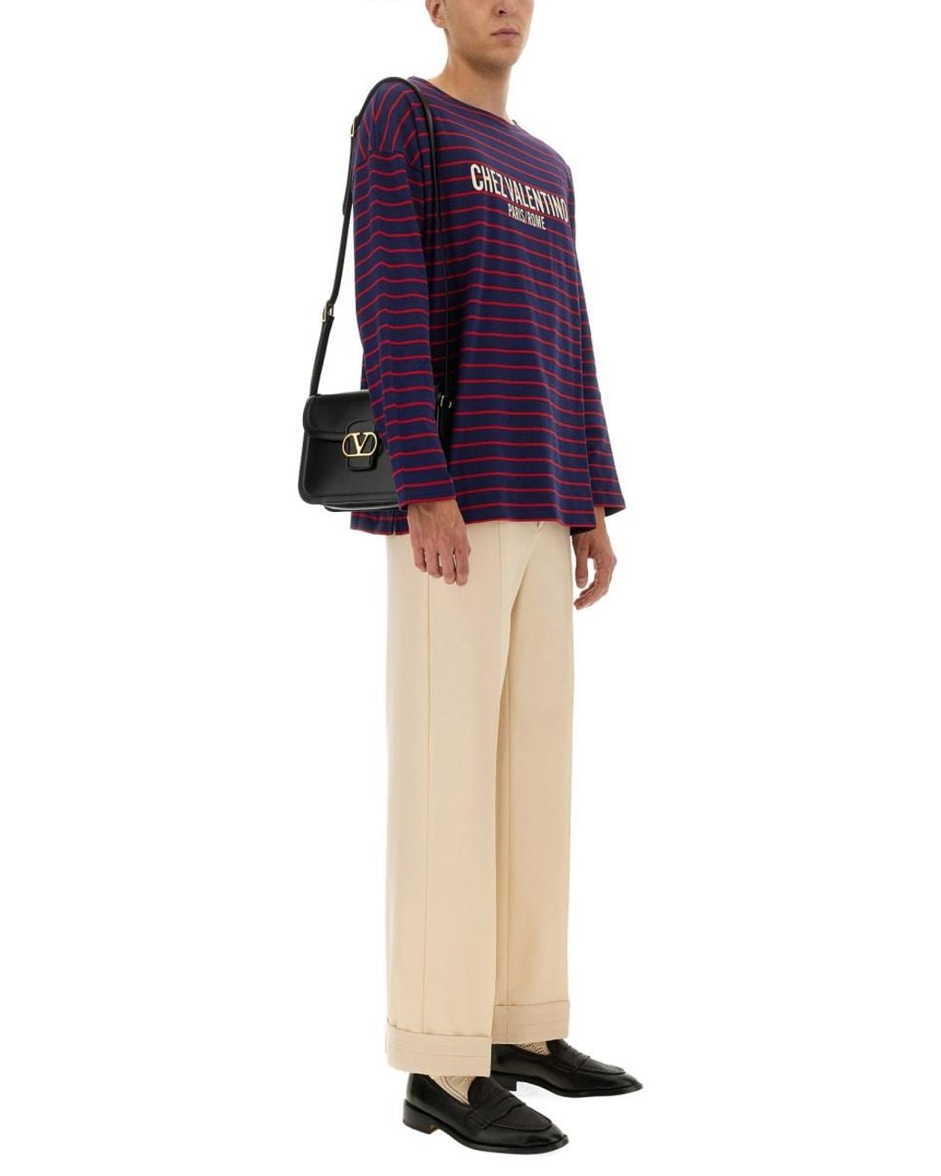Valentino Purple Long Sleeve T-Shirt With Chez Print Cotton T-Shirts for men