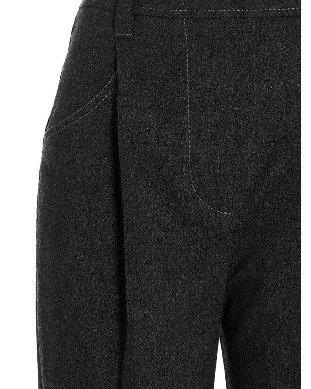 Brunello Cucinelli Black Dark Wool Blend Tapered Trousers